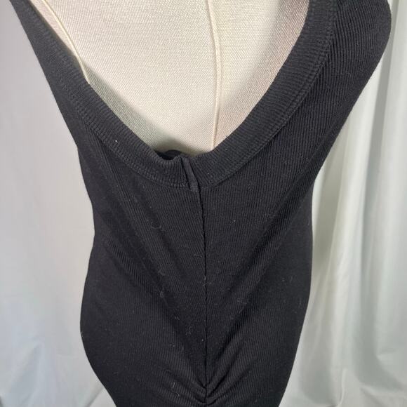 Michael Stars Black Ribbed Tank Maxi Dress Size M Made in‎ USA Sleeveless Knit - Picture 4 of 16